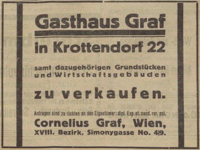 Krottendorf, Gasthaus Graf 9.8.1925